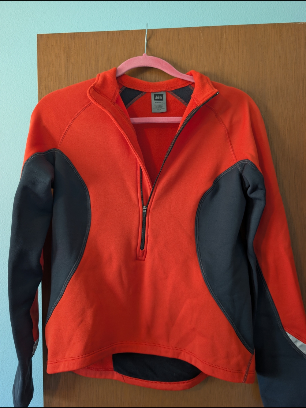 REI Red Half-Zip Sweater with Charcoal Panels